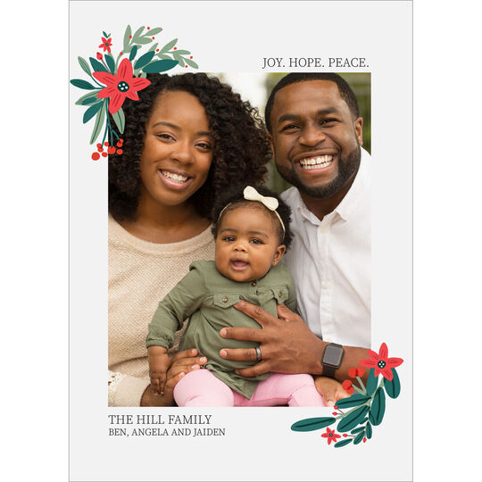Floral Frame Holiday Photo Cards